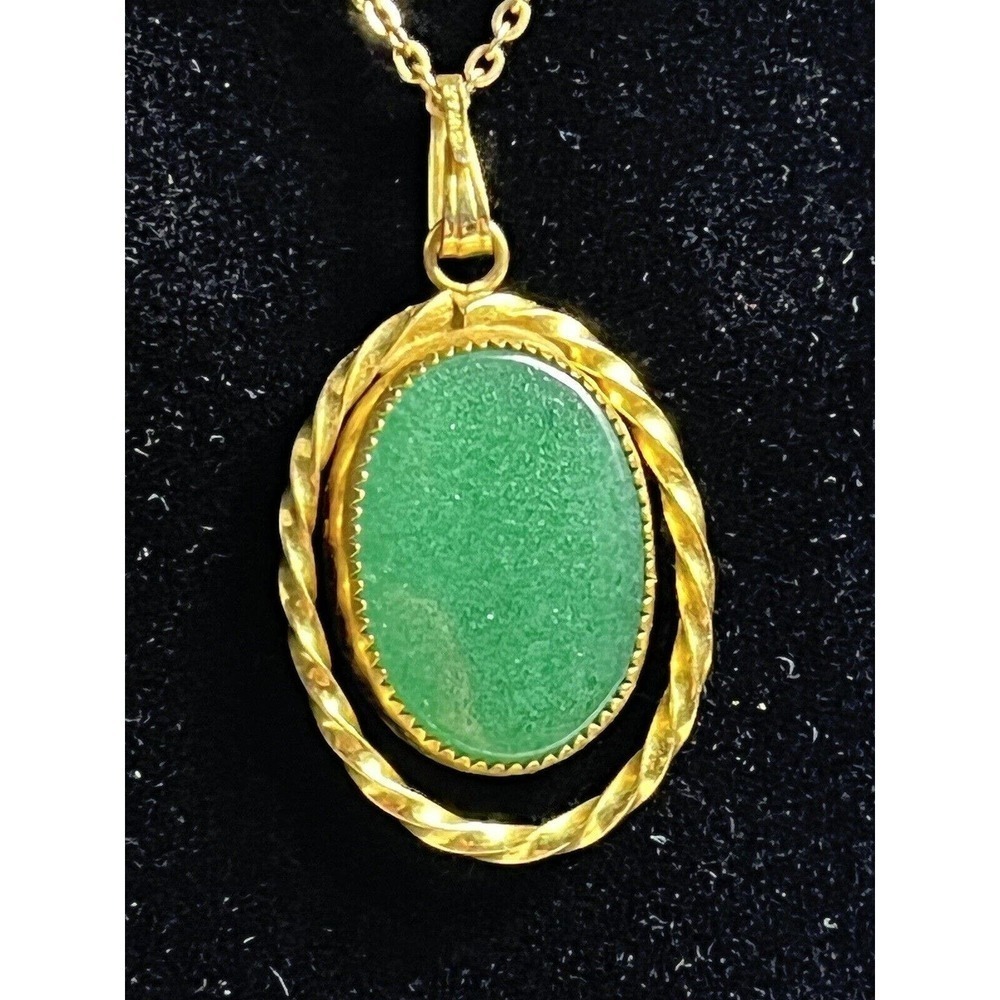 Vintage Sorrento 1/20 12k Gold Filled Brooch Necklace w/ Jadeite Pendant
